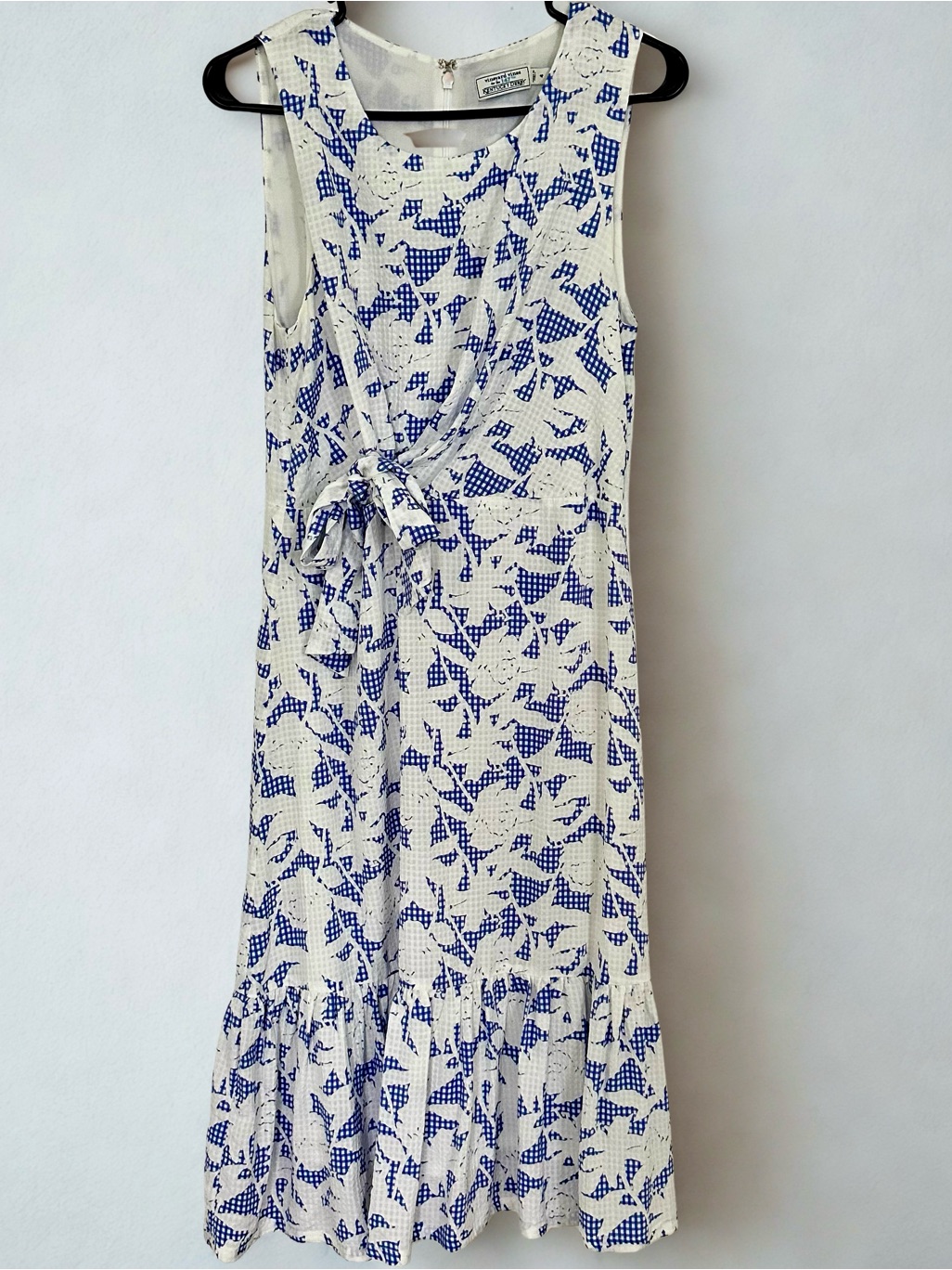 Vineyard Vines Rare Kentucky Derby Sleeveless White And Blue TieFront Dress